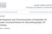 佐治亚南方大学将植物油转化为用于3D打印的生物基树脂