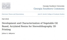 佐治亚南方大学将植物油转化为用于3D打印的生物基树脂